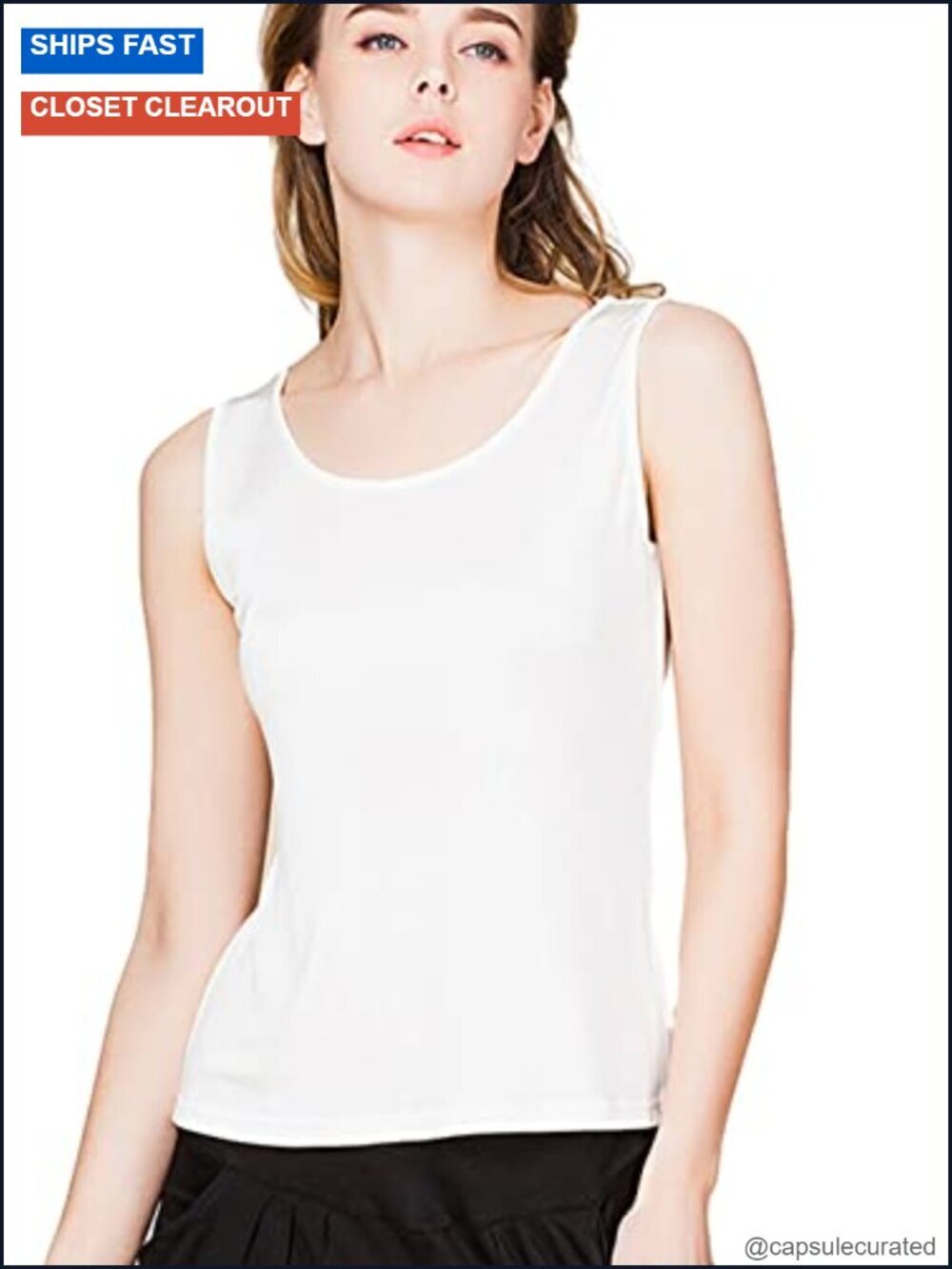 100% Mulberry Silk Sleeveless Tank Top - Scoop Neck